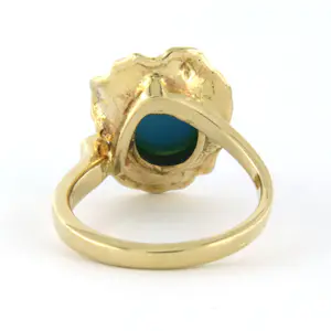 14k geel gouden ring bezet met turquoise - ringmaat 16,5(52) kopen? Bied vanaf 610!