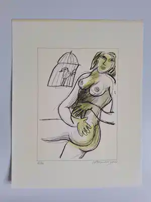 Buy Corneille - Vrouw met vogel in kooi? Bid from 220!