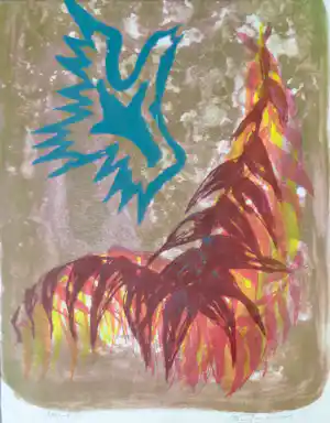 Jan Bezemer - FIGURATIE / KLEURLITHO / 49x39cm / KADER / SIG vendu pour 50€ !