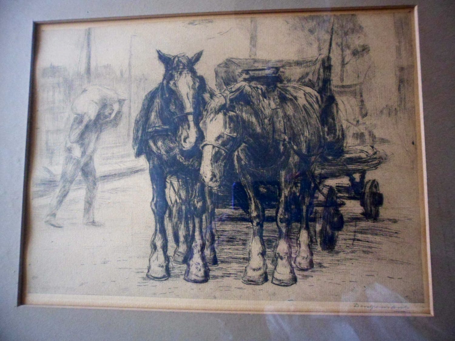 Waalko Jans Dingemans (sr.) - Ets, Paarden op de kade in Groningen verkocht voor € 40!
