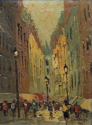 Niet of onleesbaar gesigneerd - Olieverf op doek , Stadsgezicht, Parijs? – gesigneerd en ingelijst kopen? Bied vanaf 1!