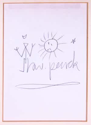 A.R. Penck - Potlood op papier, Tekening - Ingelijst verkocht voor € 200!