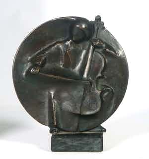 Pieter Moerenhout - Bronzen penning, Cellist (Groot) verkocht voor € 200!