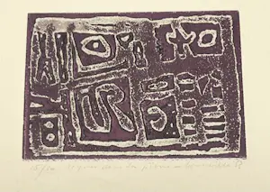 Corneille - Ingelijste kleurenets „Tekens in de steen“, 1953. Nummer 15/30 kopen? Bied vanaf 900!