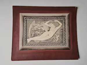 Pieter Starreveld - In 1944 gemaakte Litho "liggend naakt" in door j.c. Jongens gemaakte lijst kopen? Bied vanaf 65!