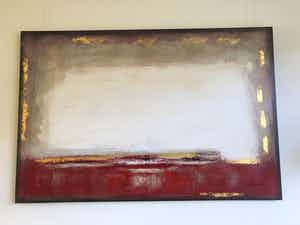 Niet of onleesbaar gesigneerd - Abstract werk met rood en goud verkocht voor € 1!