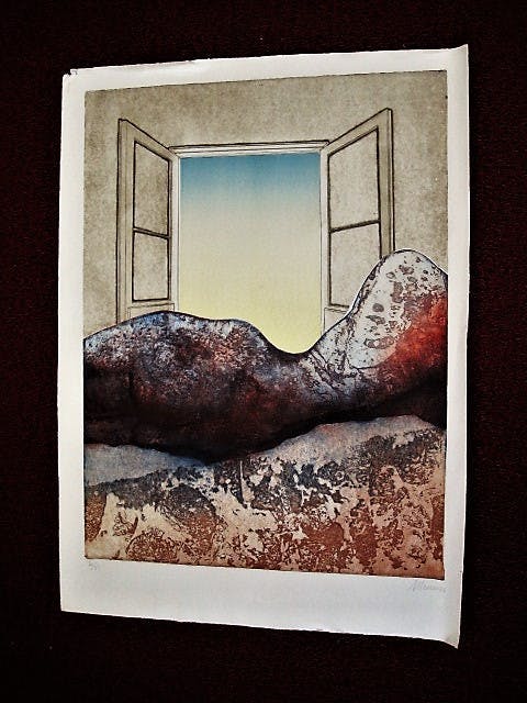 Manuel Menan - Madrileens Graficus - "Naakt voor open Raam" Zeer beperkte Oplage (25) kopen? Bied vanaf 1!