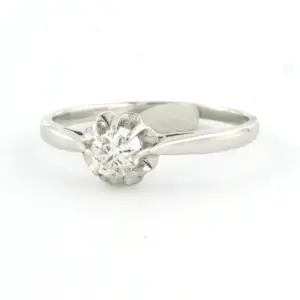 18k witgouden ring met briljant geslepen diamant tot. 0.20ct – F/G - VS/SI kopen? Bied vanaf 230!