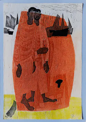 Theo Bitter - Nieuwe Haagse School jaren 50 houtdruk in geringe oplage (E.A) "Vissers" kopen? Bied vanaf 48!