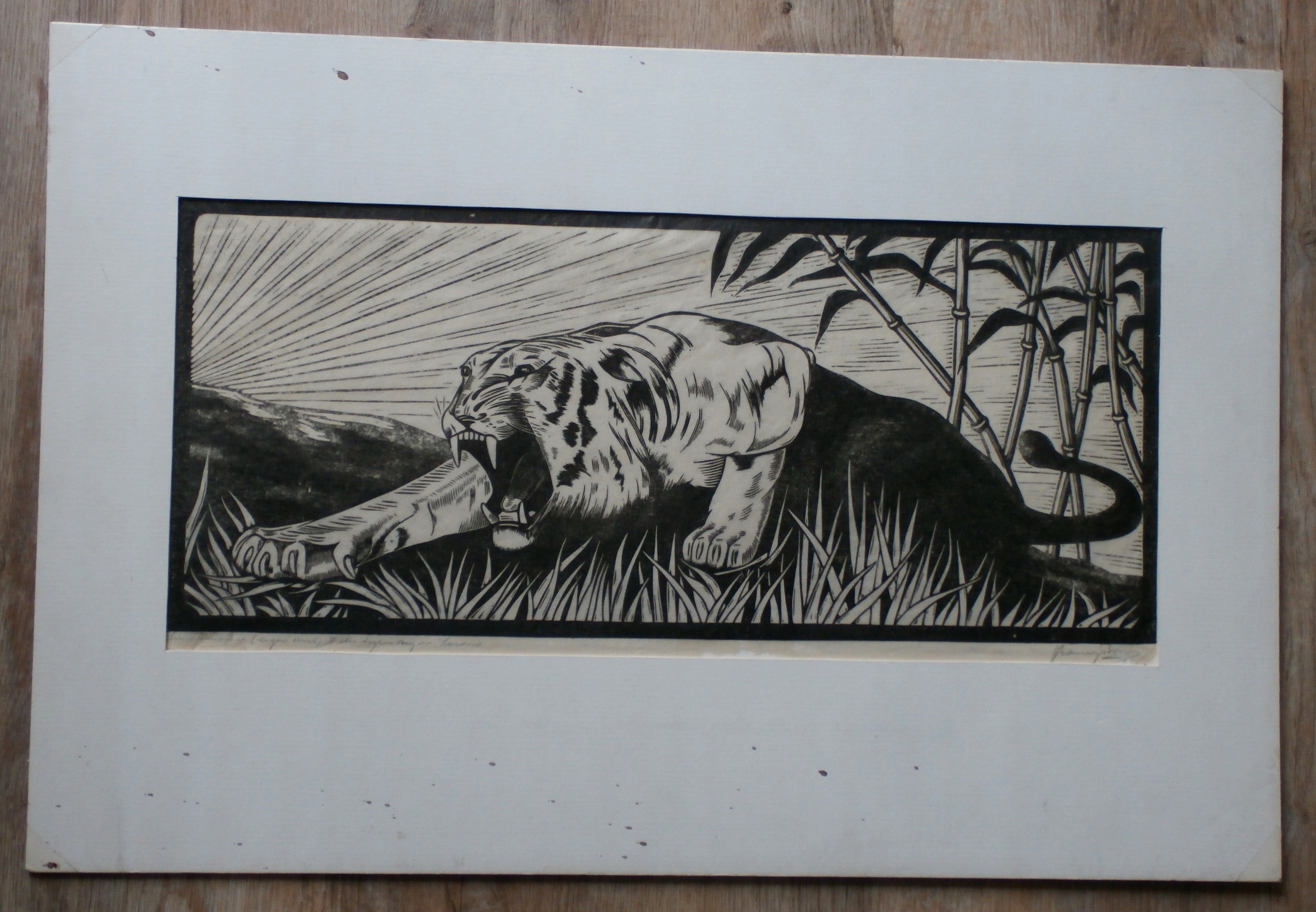 Jac. de Beer -  houtsnede - Tijger kopen? Bied vanaf 50!