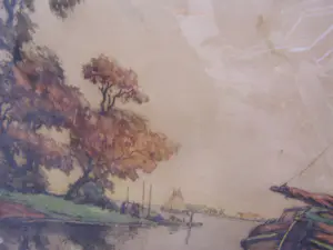 Alfred van Neste - Landschap met boten. kopen? Bied vanaf 35!