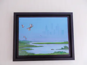 Ari Stolk - Invallende eenden met stads-skyline kopen? Bied vanaf 375!