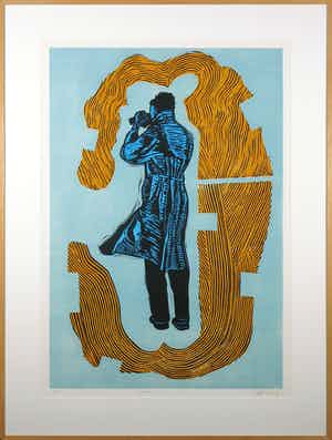 Hans Wap - Houtsnede, Landschap - Ingelijst (Groot) verkocht voor € 60!