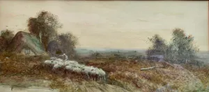 Frederick Hines - landelijk Victoriaans schilderij van schaapskudde kopen? Bied vanaf 145!