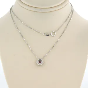 14k gouden collier met hanger bezet met robijn en briljant geslepen diamant kopen? Bied vanaf 160!