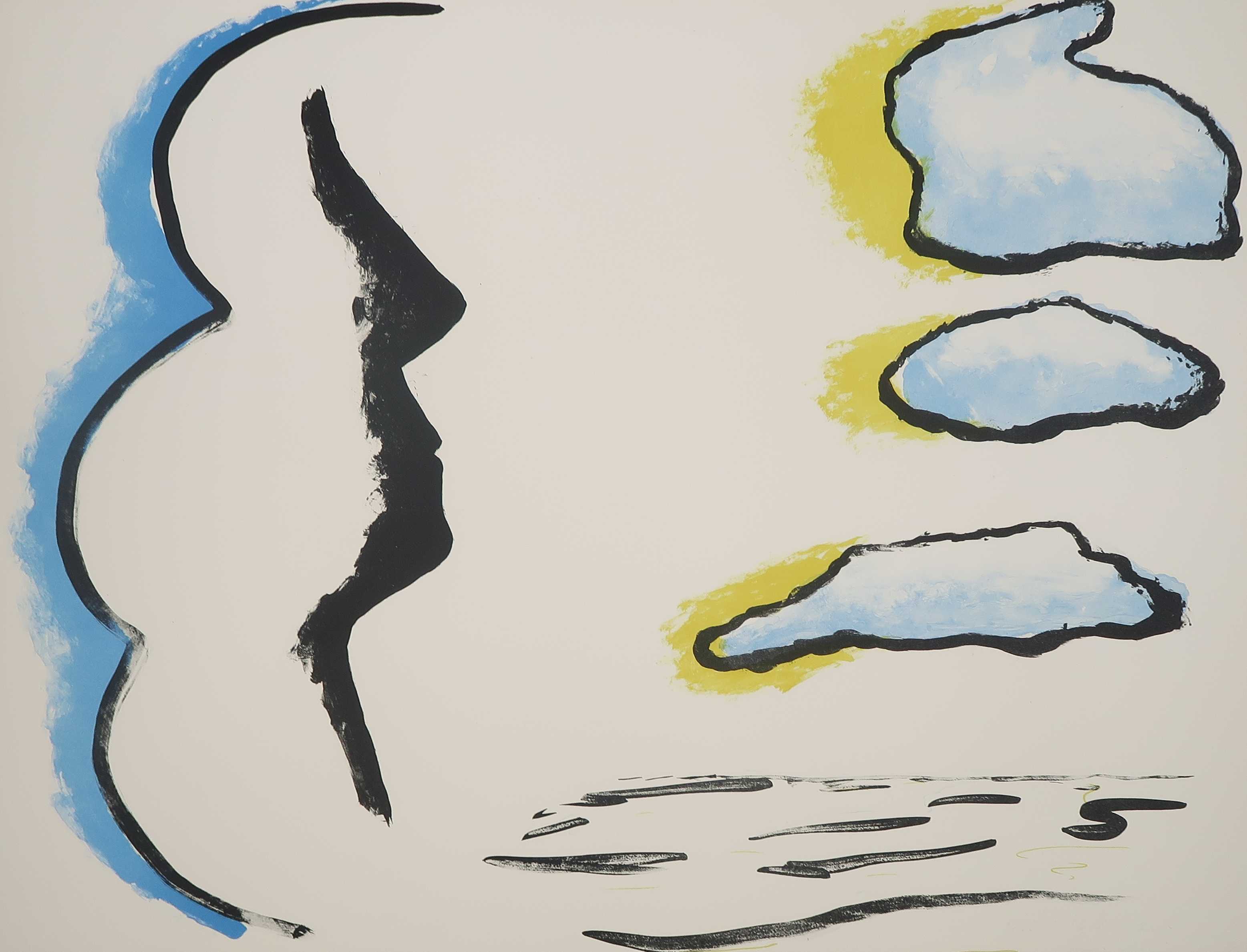 Piet Dieleman - Litho, Laaghangende wolken kopen? Bied vanaf 50!
