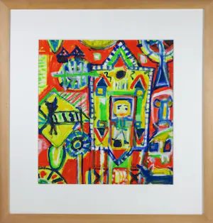 Gertie Janssen - Gouache en potlood op papier, Zonder titel - Ingelijst kaufen? Bieten Sie von 50!