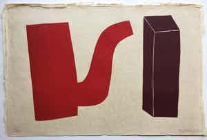 Klaas Gubbels - houtdruk 'Rode kan met object' - 2003 verkocht voor € 385!