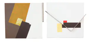 AcheterMenno Meijer - Lot van twee 3d-geometrisch-abstracte werken in gemengde techniek (verf, metaal)? Enchérissez de 50!