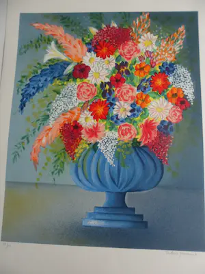 Valerie Hermant - Litho, Bloemen in een vaas. kopen? Bied vanaf 20!