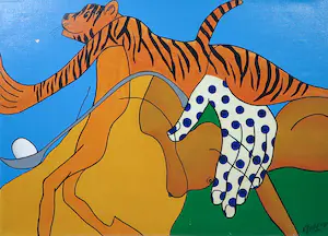 Jules Bekker - Acryl op doek, Tijger - Ingelijst kopen? Bied vanaf 1!