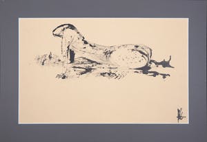 Melle Oldeboerrigter - Inkttekening op papier, z.t. Liggend figuur kopen? Bied vanaf 80!