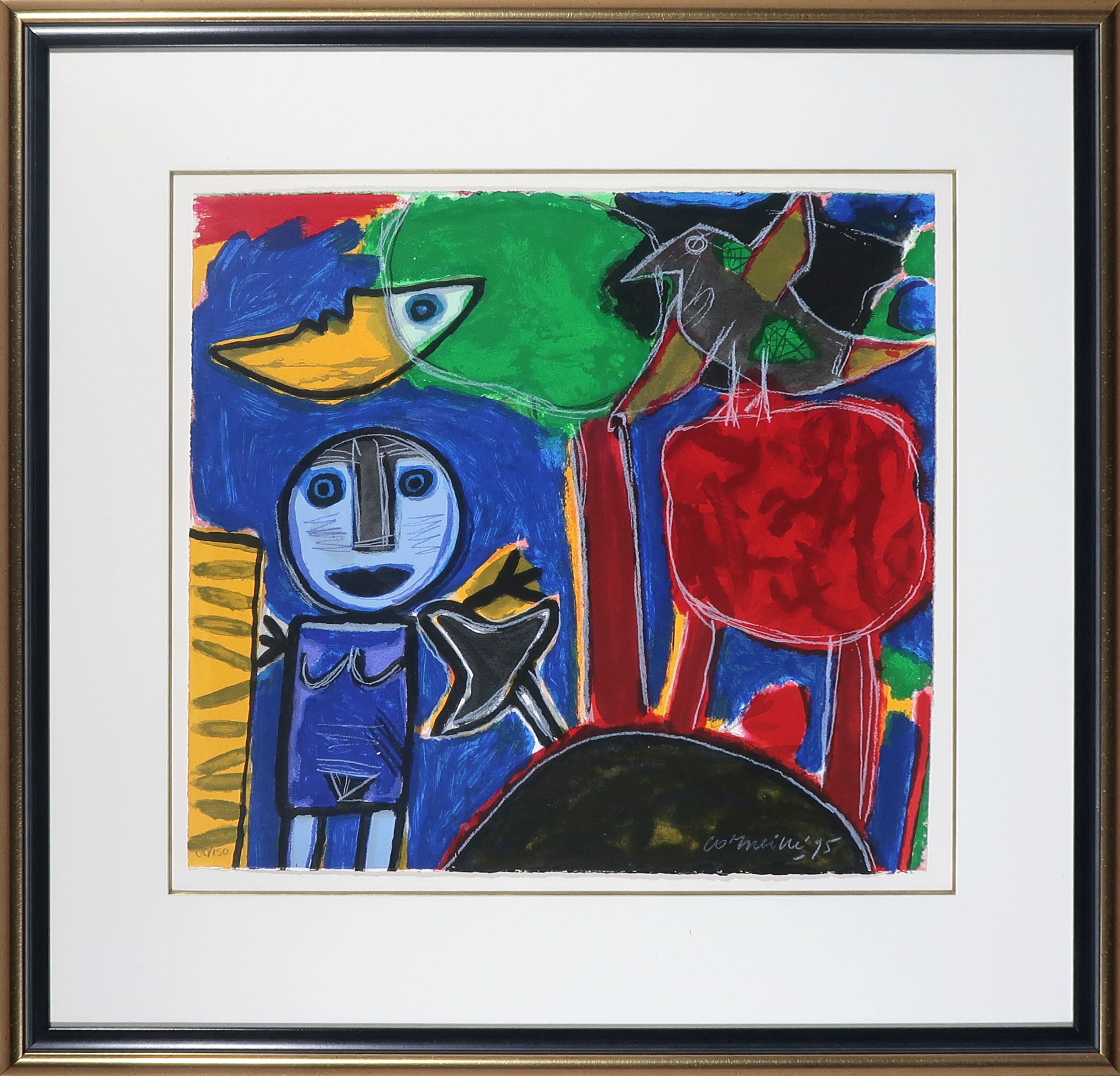 Corneille - Zeefdruk, L'enfant et l'oiseau - Ingelijst kopen? Bied vanaf 250!