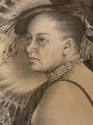 Annemarie Busschers - Unieke potloodtekening, vrouw met insecten, handgesigneerd kopen? Bied vanaf 150!