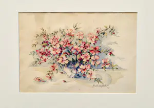 Niet of onleesbaar gesigneerd - Fraai realistisch Aquarel "bloemen in glazen vaas " 1947 - gesigneerd kopen? Bied vanaf 1!