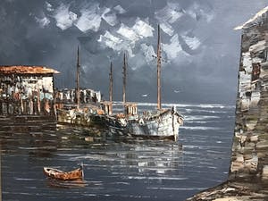 Niet of onleesbaar gesigneerd - Haven in schemering. kopen? Bied vanaf 1!