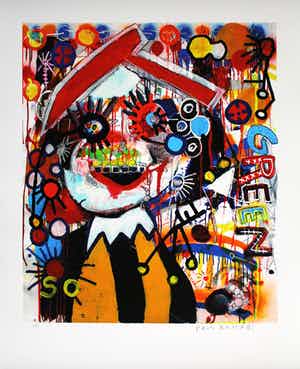 Paul Indrek Kostabi - Kleurengiclee SO GREEN Handgesigneerd--GROOT!!! verkocht voor € 75!