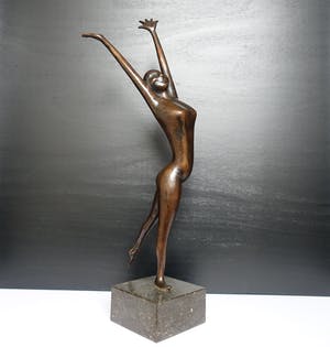 Brons (Onbekend) - "Happy woman". kopen? Bied vanaf 45!