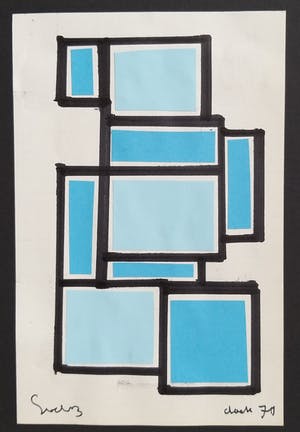 Siep van den Berg - Collage in blauw op papier kopen? Bied vanaf 100!