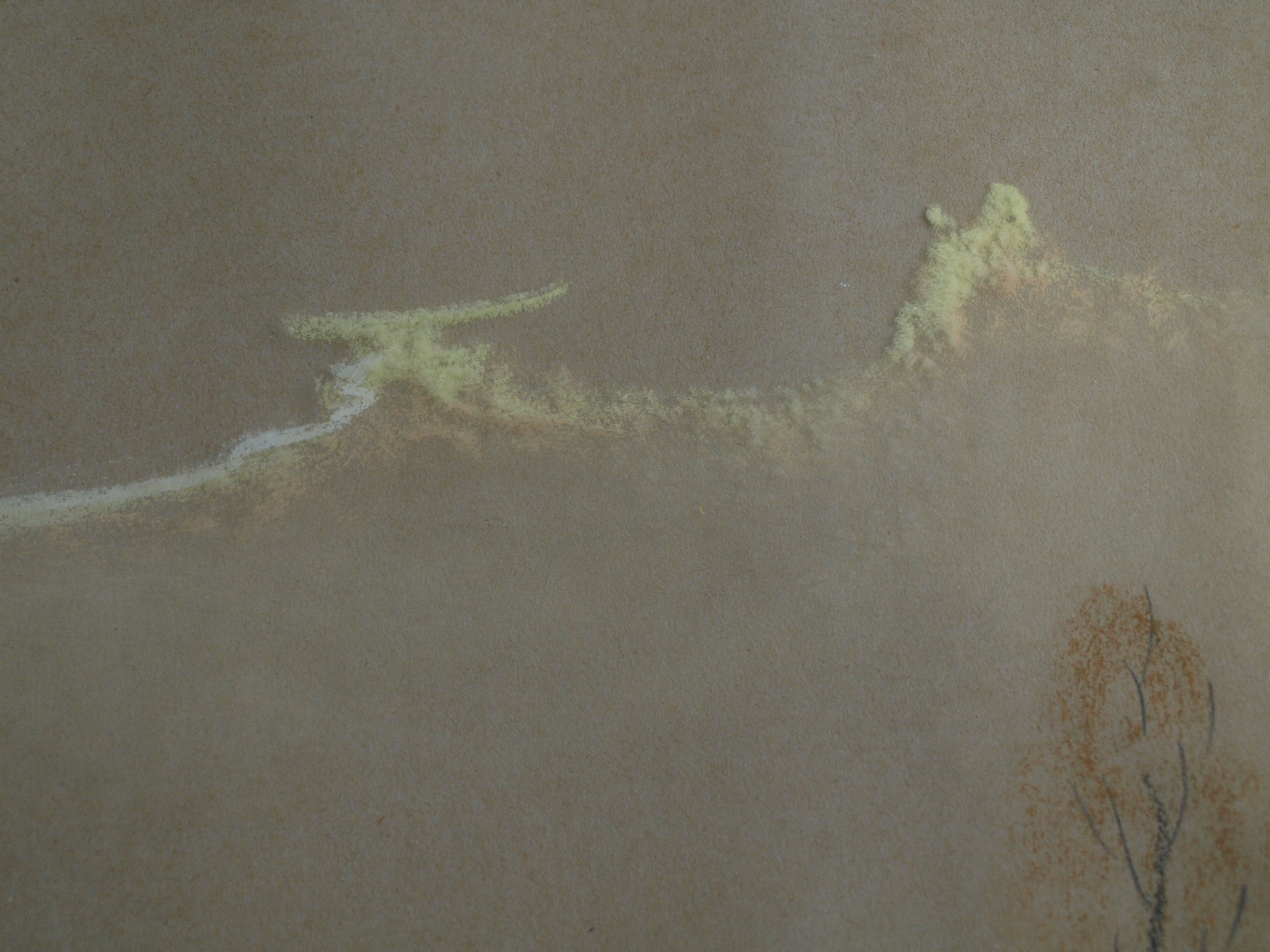 Niet of onleesbaar gesigneerd - Pasteltekening , Watergezicht – gesigneerd & ingelijst  kopen? Bied vanaf 1!