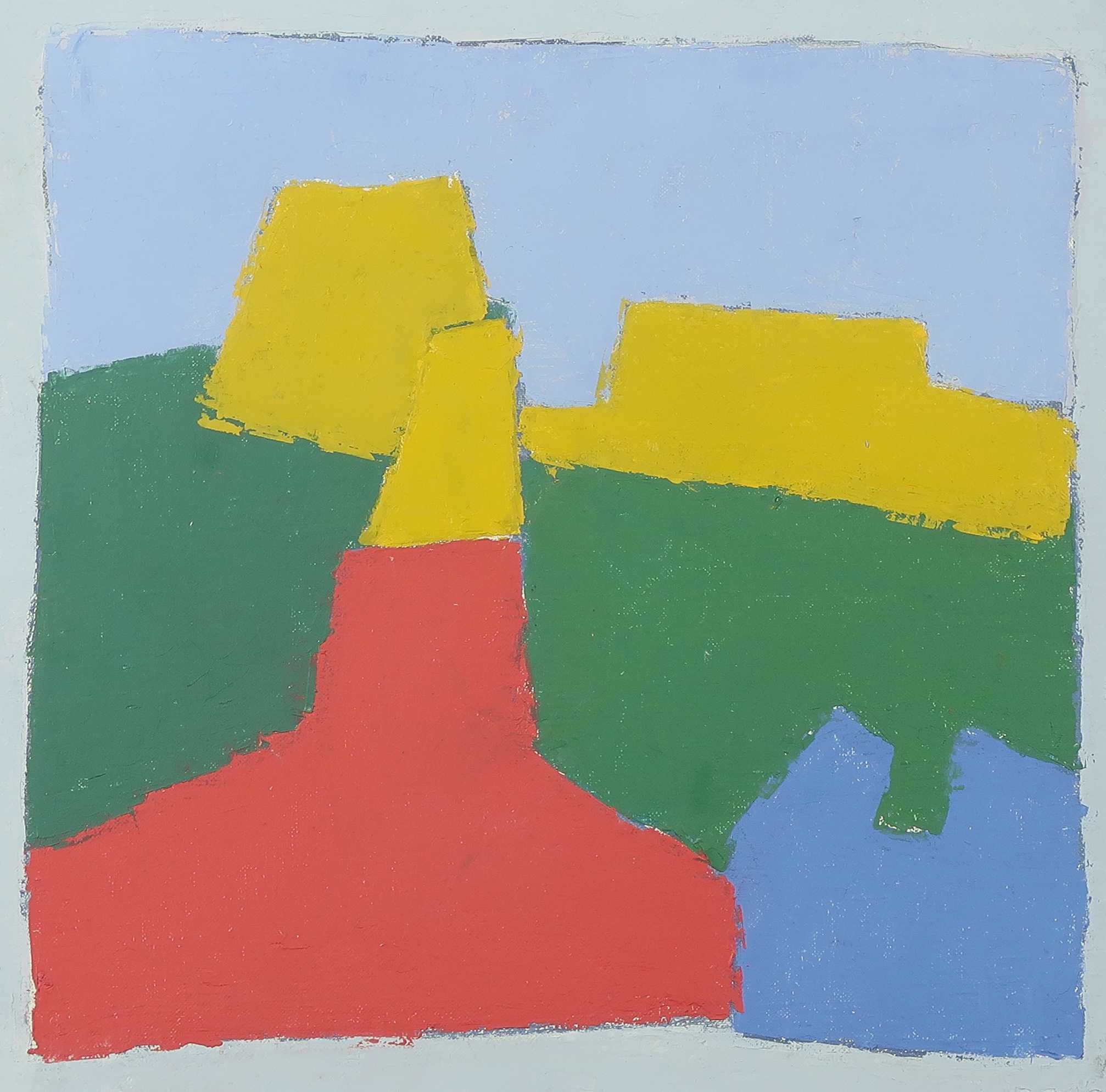 Ben van den Eerenbeemt - Acryl op doek, Vrolijk landschap - Ingelijst kopen? Bied vanaf 100!