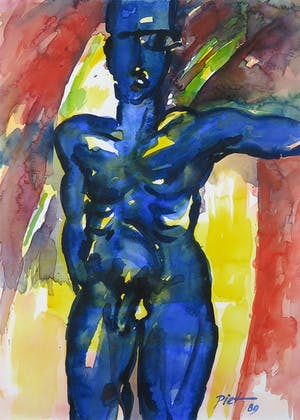 Piet Snoeren - Aquarel, Mannelijk naakt - Ingelijst kopen? Bied vanaf 1!
