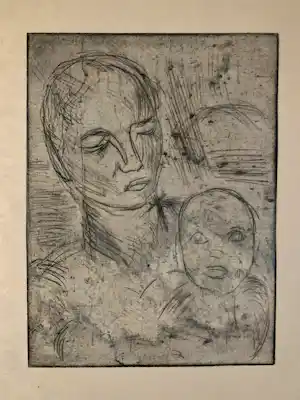 Wilhelm Lehmbruck - originele ets "Mutter und Kind" vendu pour 265€ !