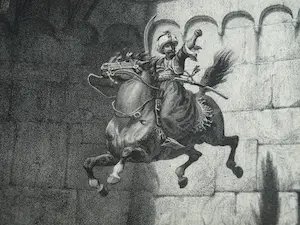 Frederik Hendrik Weissenbruch - Litho, Sprong van de laatste Mammeluk – ingelijst - ca 1870 kopen? Bied vanaf 10!