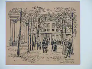Charles Kemper - Galgemaal in De Doelen - Inkttekening verkocht voor € 40!