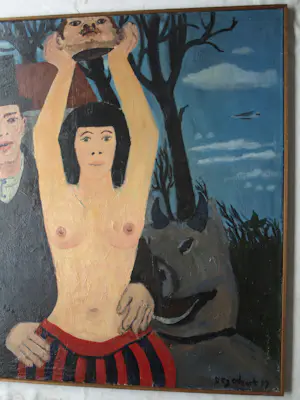 George Degenhart - Olieverf op doek , Carnavalesk – Ingelijst, 132 x 142 cm. – 1967 kopen? Bied vanaf 200!