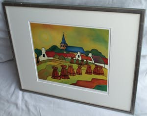 Toon Tieland - Handgesigneerde prent , “De koperen zomer” - ingelijst – 1990 kopen? Bied vanaf 1!