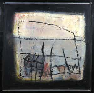 Frans Nicolai - Gemengde techniek op doek, Glas in zwart - Ingelijst verkocht voor € 1!