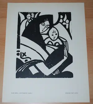 Else Berg - Houtsnede - Moeder met kind kopen? Bied vanaf 1!