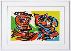 Karel Appel - Compositie, litho in kleur, fraai zwevend gelijst kopen? Bied vanaf 799!