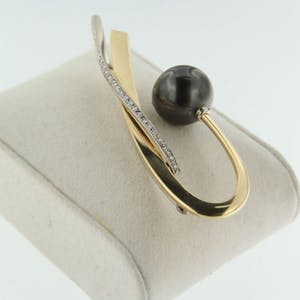 18K Goud - Chris Soomers - Broche met diamant en parel kopen? Bied vanaf 1300!