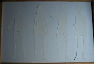 Vanessa Beecroft - Collage en acrylverf , Jonge vrouwen 1 – ingelijst, 94 x 134 cm - 1993 kopen? Bied vanaf 750!