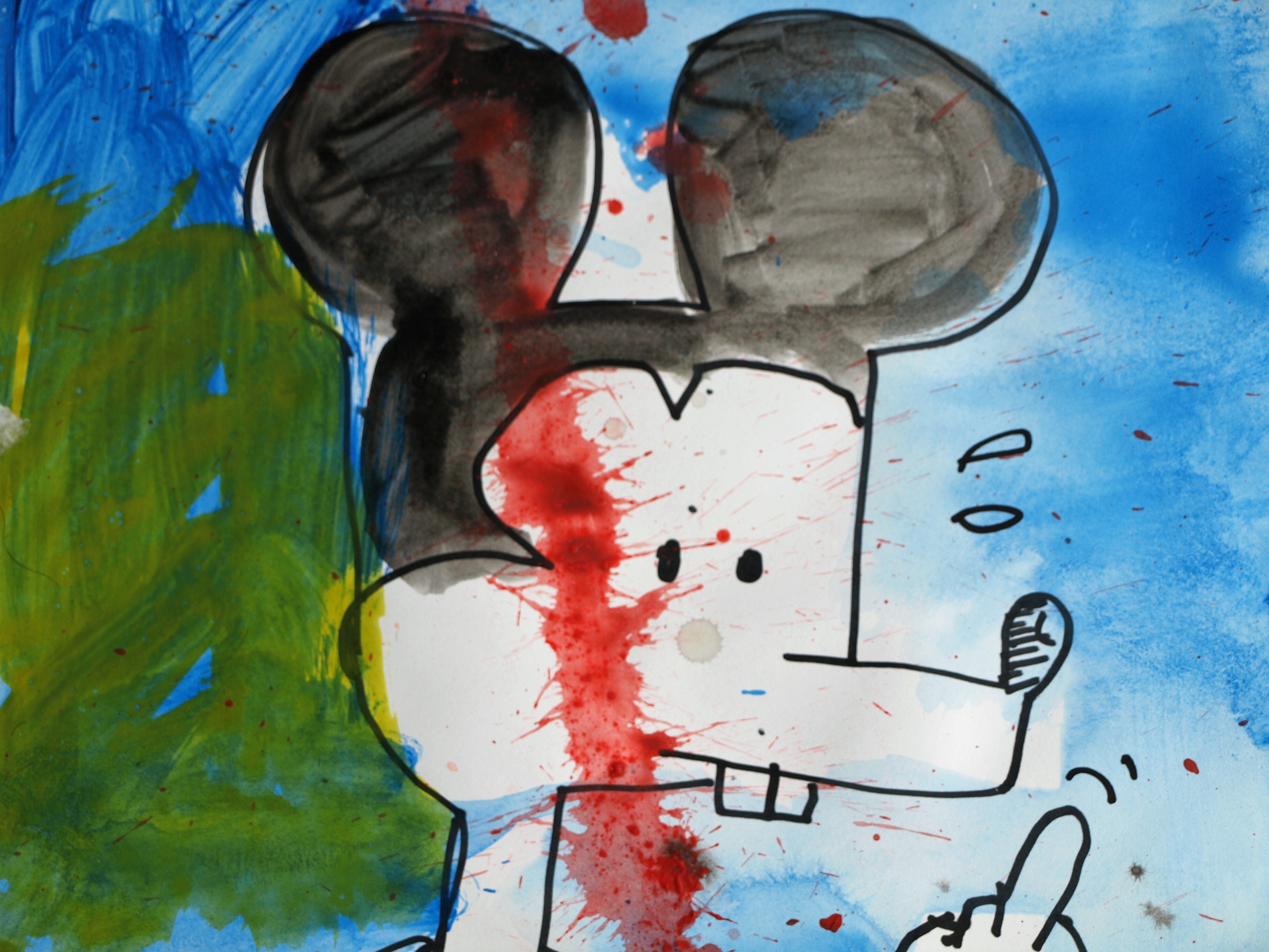 Peter Klashorst - Aquarel , Mickey Mouse geeft zijn Vinger – 2016 kopen? Bied vanaf 25!