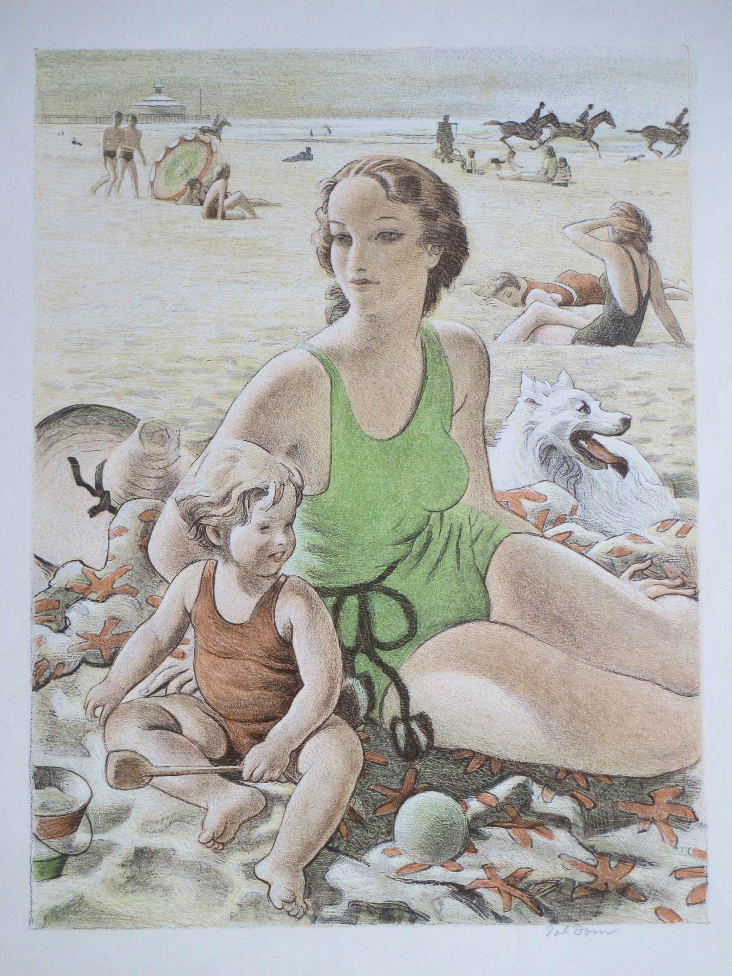 Pol Dom - Een dagje op het strand - Kleurenlitho kopen? Bied vanaf 65!