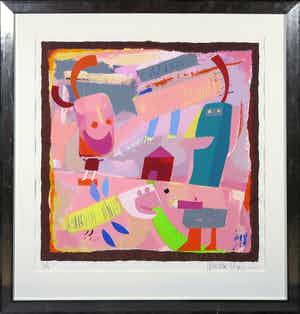 Wouter Stips - Zeefdruk, Een dag om nooit te vergeten - Ingelijst verkocht voor € 50!