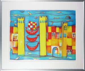 Marianne Aulman - Litho, Atlantis XIV - Ingelijst (Groot) verkocht voor € 1!